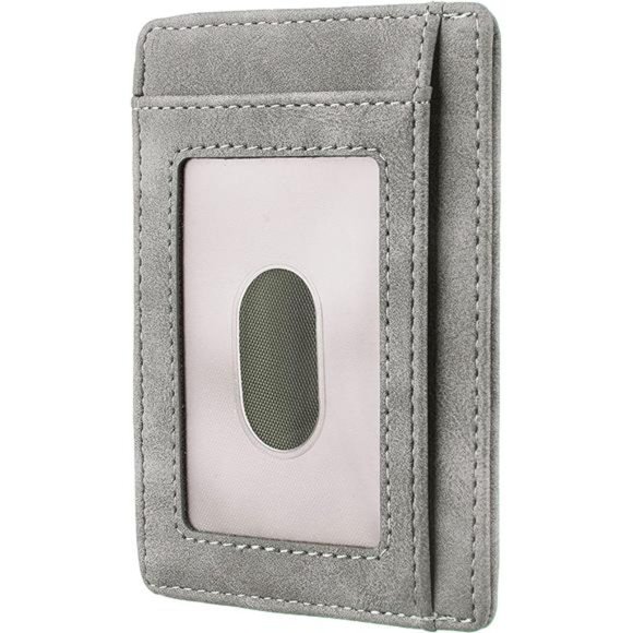 Mens Front Pocket Minimalist Leather Slim Wallet RFID Blocking Medium Size - Picture 2 of 4